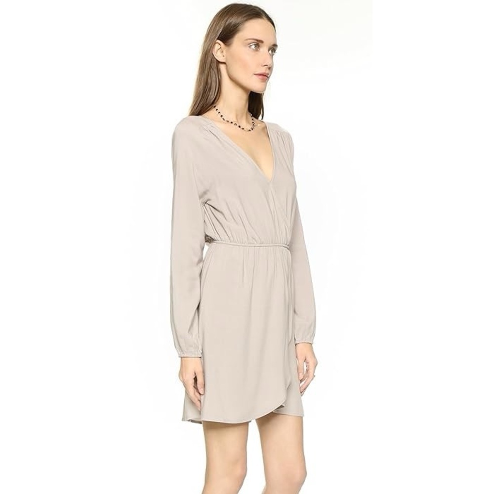 NWT BB Dakota Jack Leni Rayon and Lace Trim Dress, Wheat Beige, Size S - Picture 3 of 11
